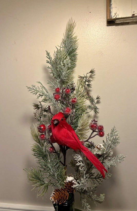 BERRY STEM WITH CARDINAL