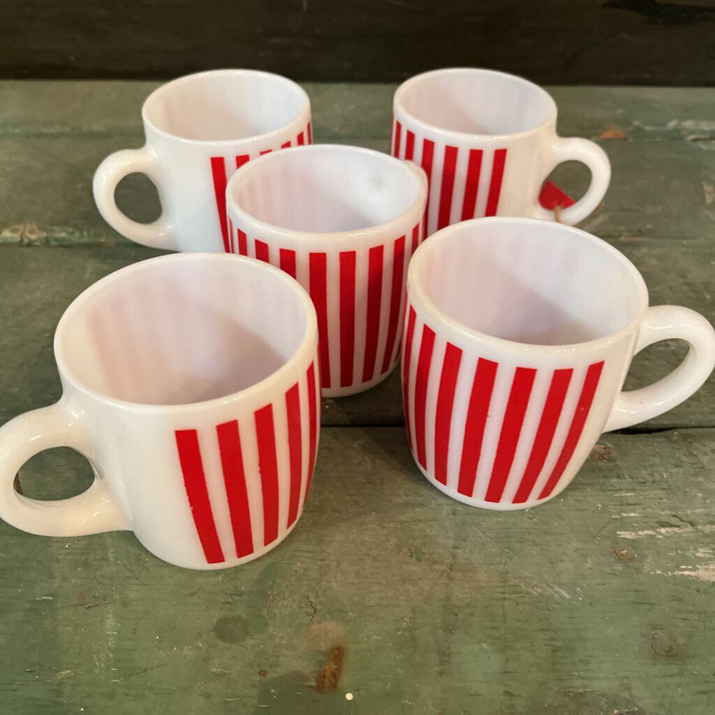 SET OF 5 VINTAGE ATLAS MILK GLASS MUG