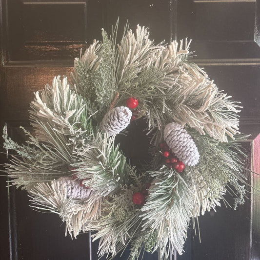 SNOW PINE/BERRY WREATH