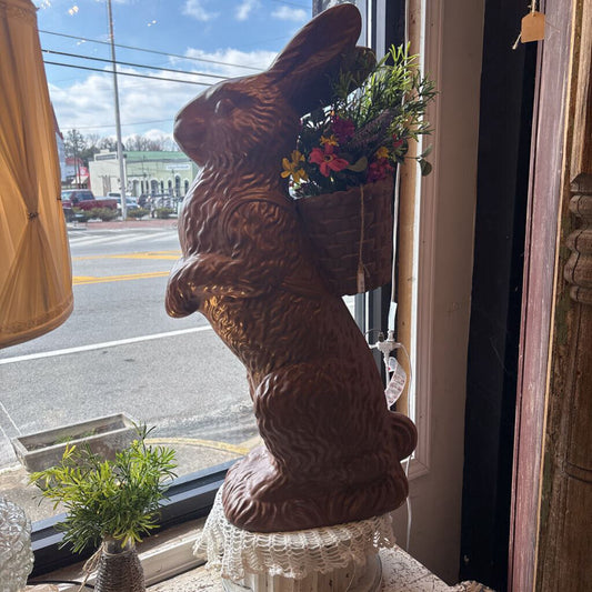 RESIN CHOCOLATE BUNNY WITH BASKET