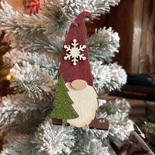 WOODEN GNOME ORNAMENT