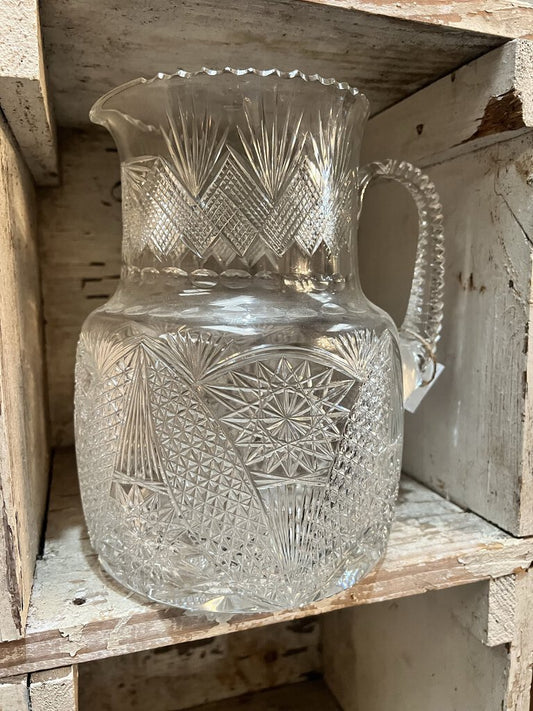 CRYSTAL CUT GLASS PITCHER