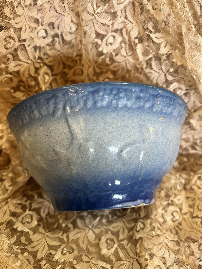 PRIMITIVE SALT GLAZE FLYING BIRDS BOWL