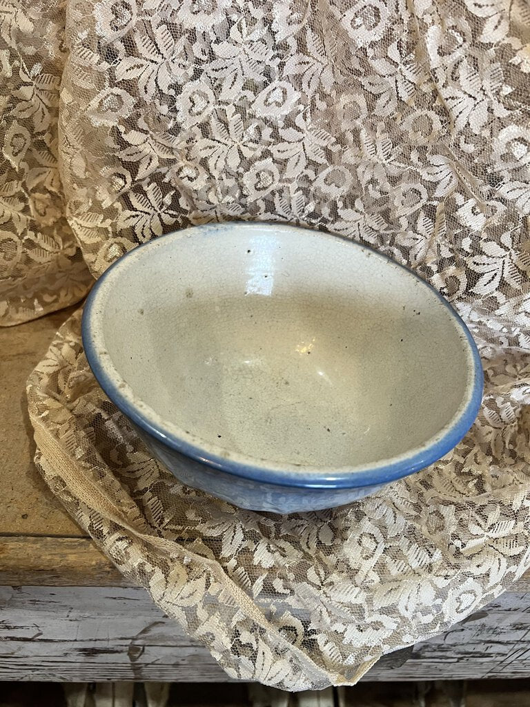 PRIMITIVE SALT GLAZE FLYING BIRDS BOWL