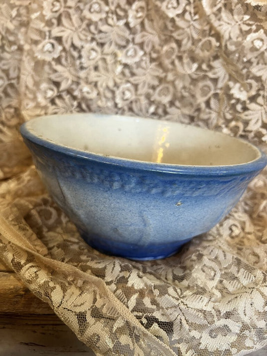 PRIMITIVE SALT GLAZE FLYING BIRDS BOWL