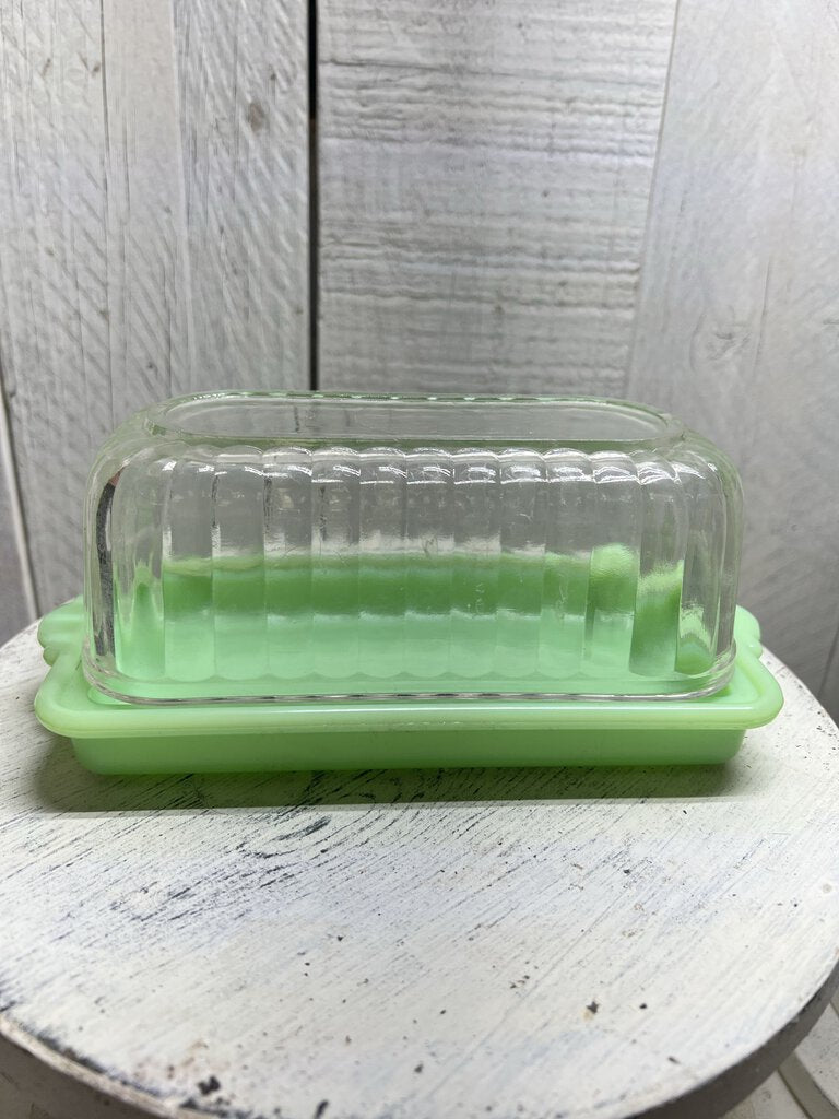 RARE VINTAGE JADEITE BUTTER DISH