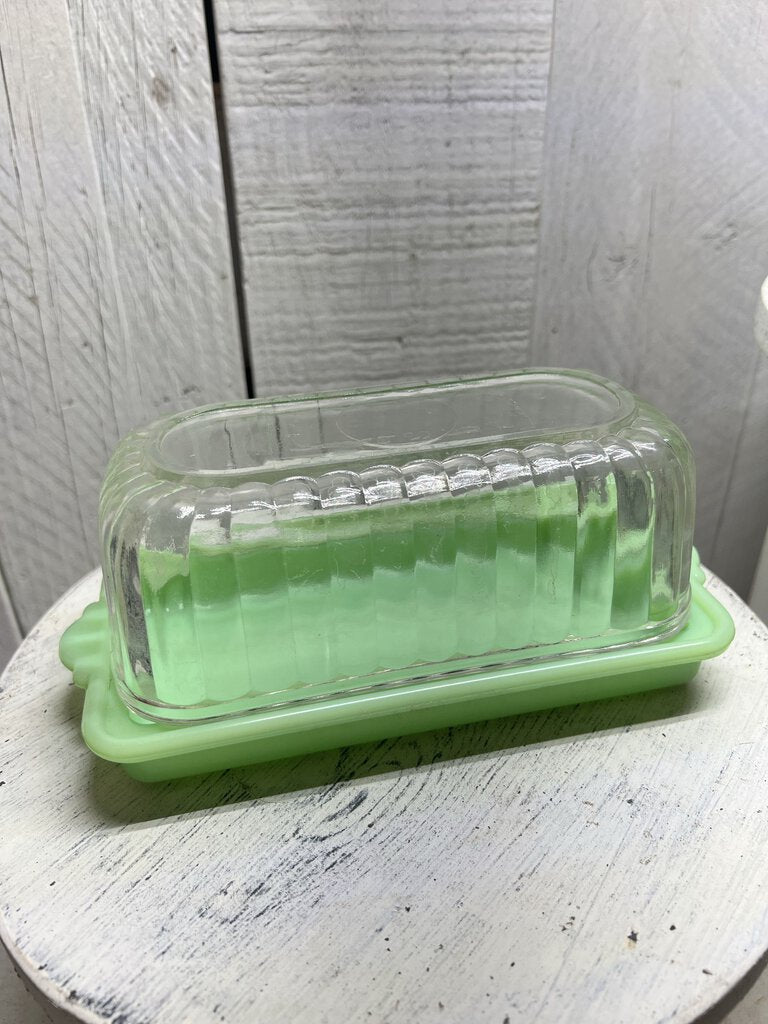 RARE VINTAGE JADEITE BUTTER DISH