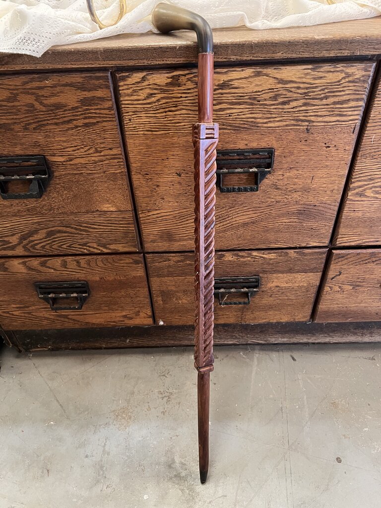 BONE HANDLE CARVED WALKING STICK
