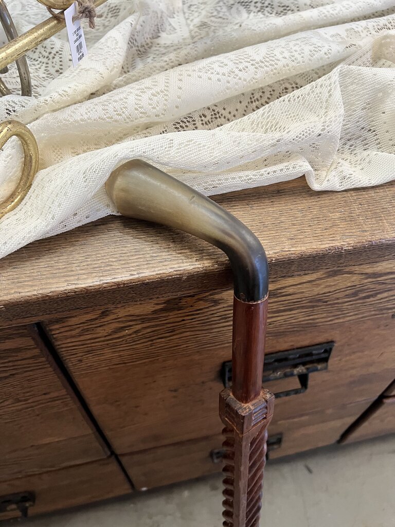 BONE HANDLE CARVED WALKING STICK