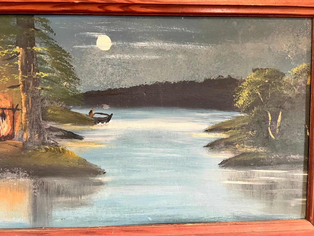 LAKE SCENE OIL PAINTING