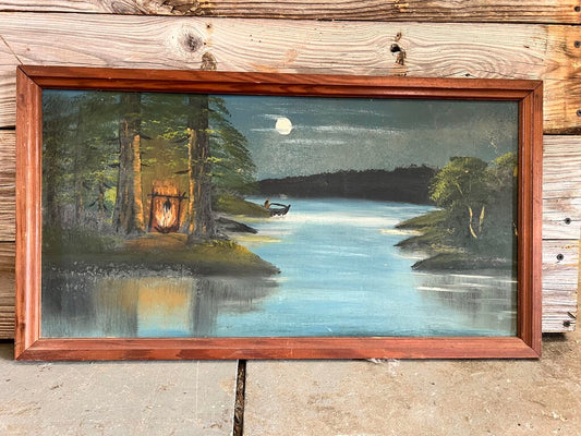 LAKE SCENE OIL PAINTING