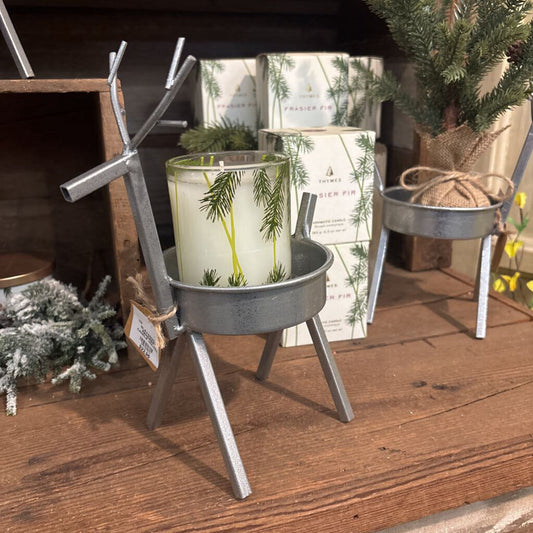 GLAVANIZED REINDEER CANDLE HOLDER