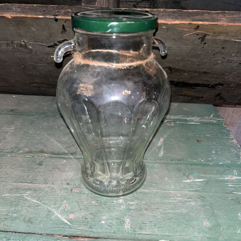 VINTAGE GLASS JAR WITH LID